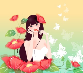 Kostenloses Flower Girl Drawing Wallpaper für iPad 3