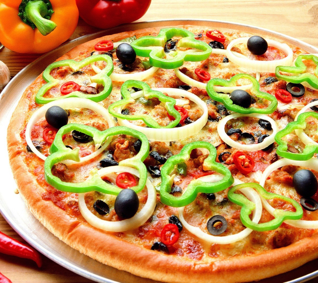 Tasty Hot Pizza wallpaper 1080x960