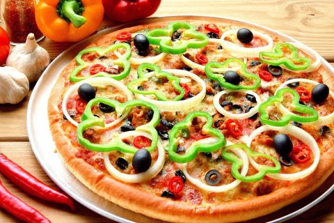 Das Tasty Hot Pizza Wallpaper 480x320