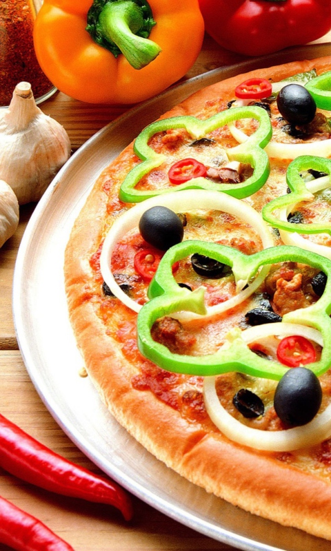 Das Tasty Hot Pizza Wallpaper 480x800