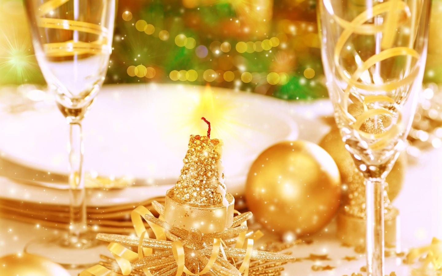 Fondo de pantalla Gold Christmas Decorations 1440x900
