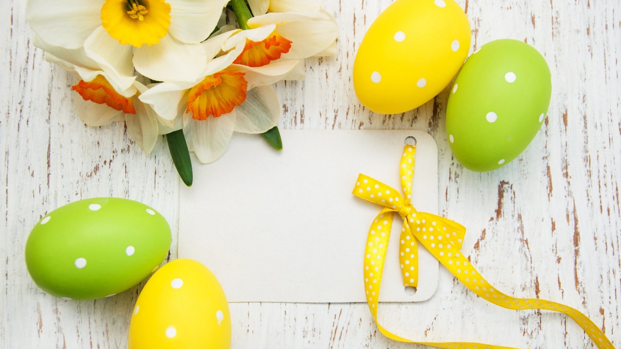 Fondo de pantalla Easter Yellow Eggs Nest 1280x720