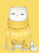 Fondo de pantalla White Cat In Yellow Sweater 132x176
