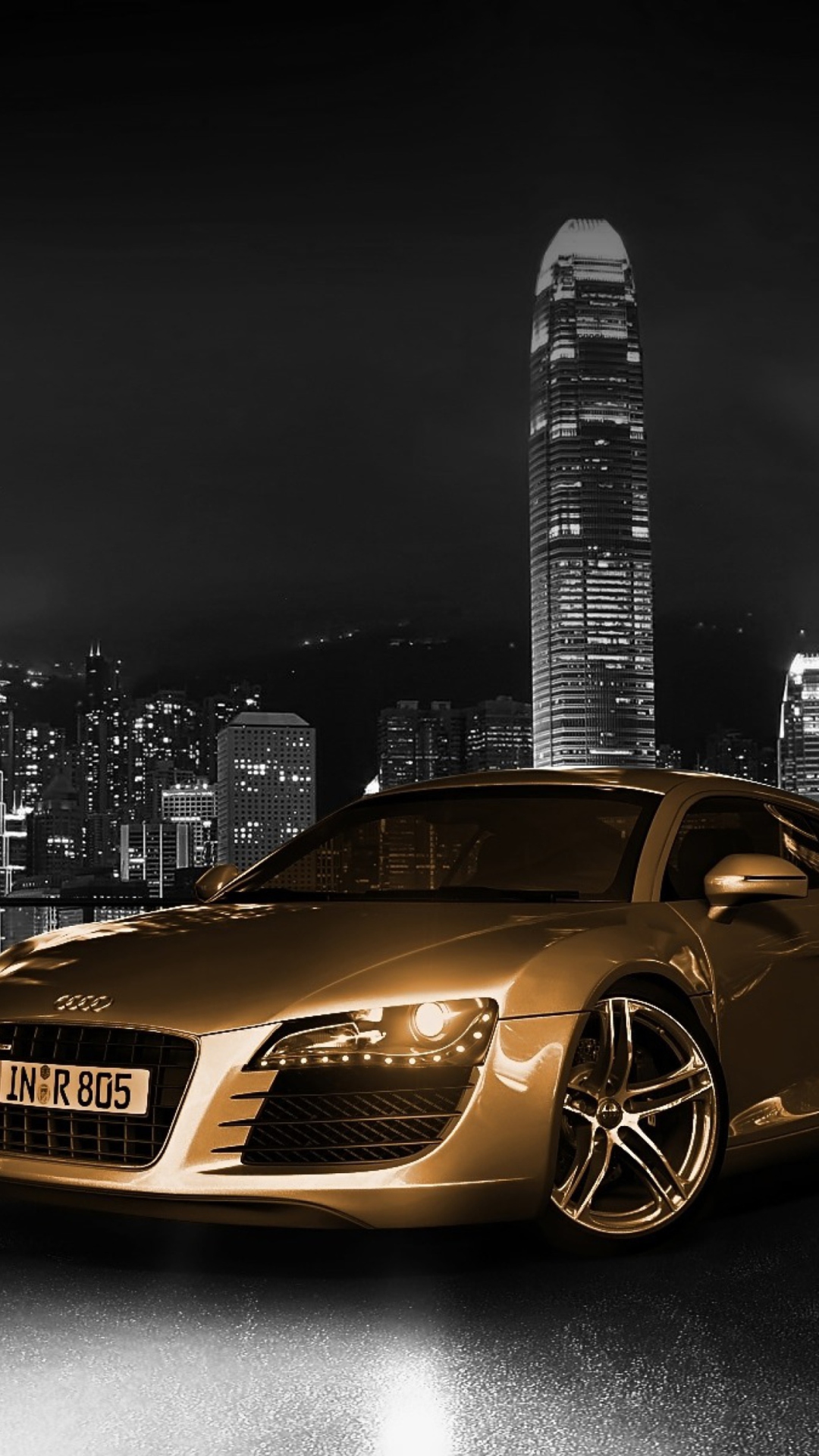 Fondo de pantalla Gold And Black Luxury Audi 1080x1920