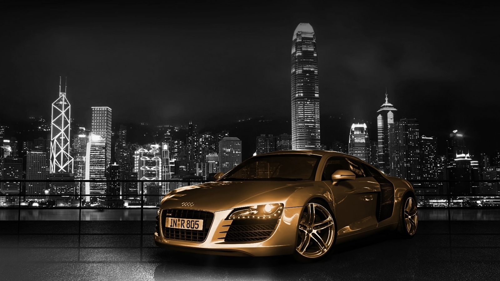 Fondo de pantalla Gold And Black Luxury Audi 1600x900