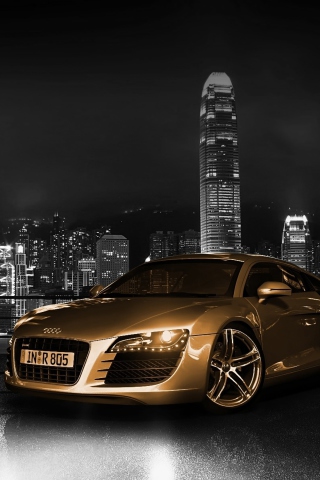 Gold And Black Luxury Audi wallpaper 320x480