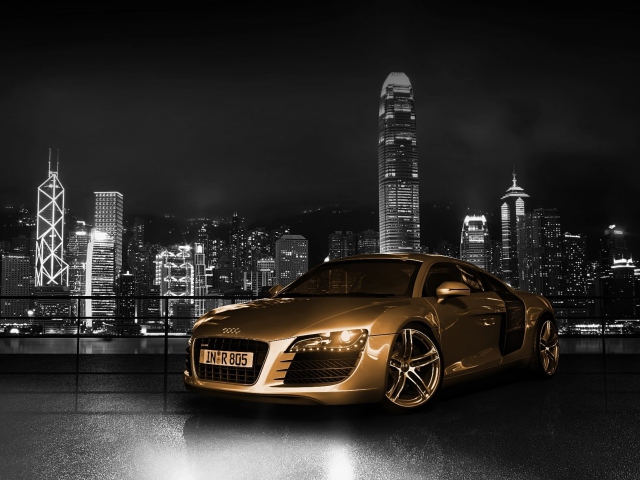 Gold And Black Luxury Audi wallpaper 640x480