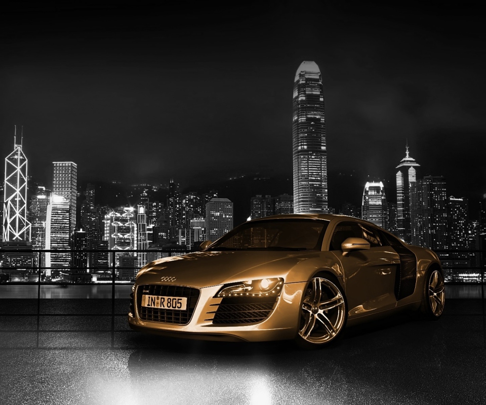 Fondo de pantalla Gold And Black Luxury Audi 960x800