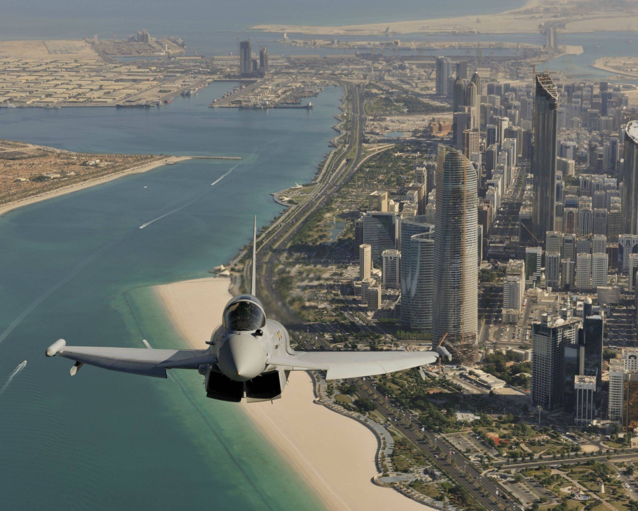 Fondo de pantalla Eurofighter Typhoon Above Dubai 1280x1024