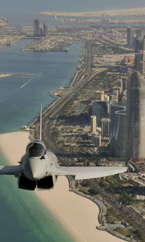Fondo de pantalla Eurofighter Typhoon Above Dubai 480x800