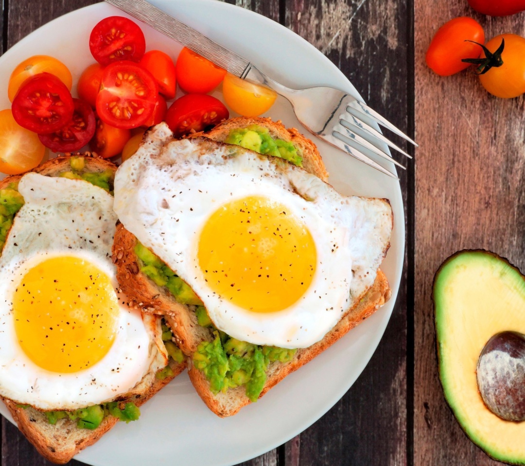 Fondo de pantalla Breakfast avocado and fried egg 1080x960