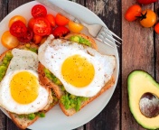 Breakfast avocado and fried egg wallpaper 176x144