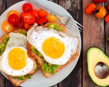 Das Breakfast avocado and fried egg Wallpaper 220x176