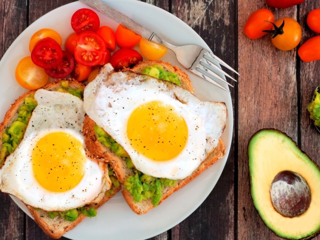 Das Breakfast avocado and fried egg Wallpaper 640x480