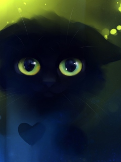 Fondo de pantalla Black Cat And Heart 240x320