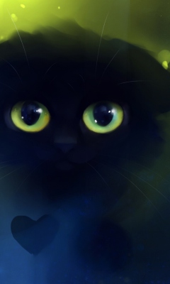 Black Cat And Heart wallpaper 240x400