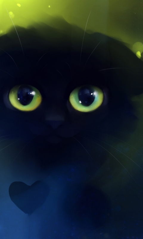Black Cat And Heart screenshot #1 480x800
