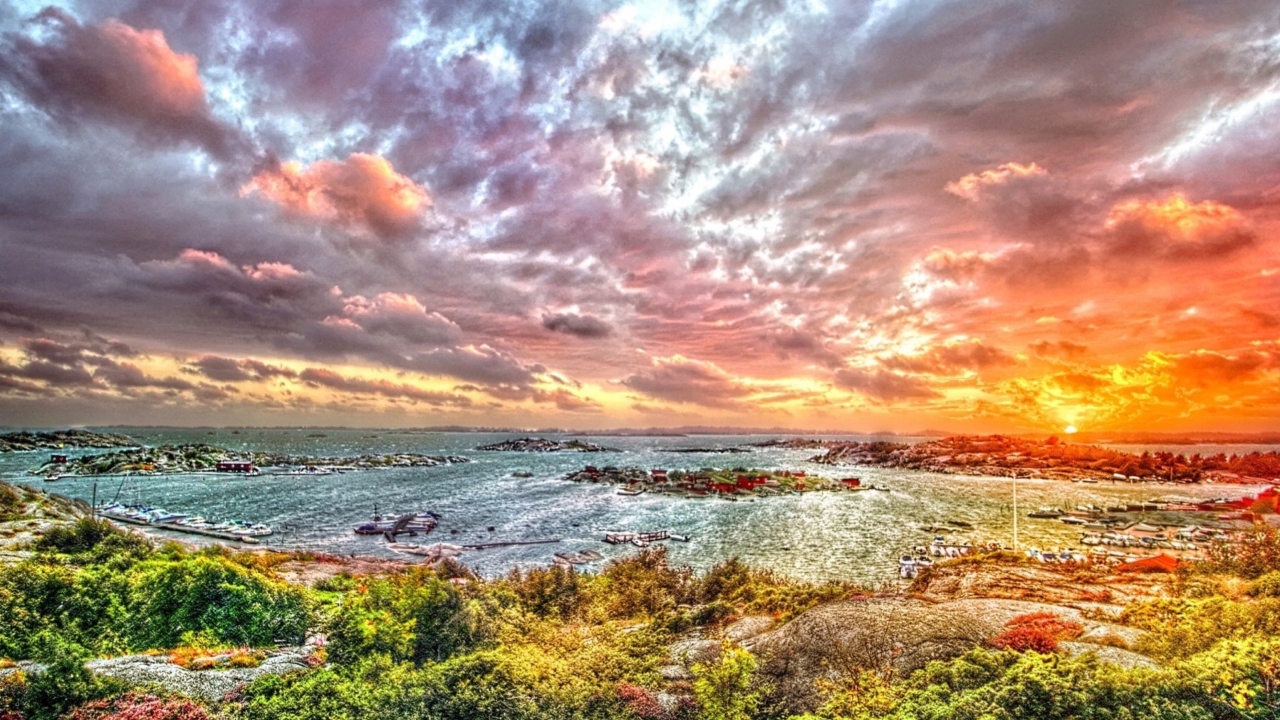 Sfondi Hdr Harbor Landscape 1280x720