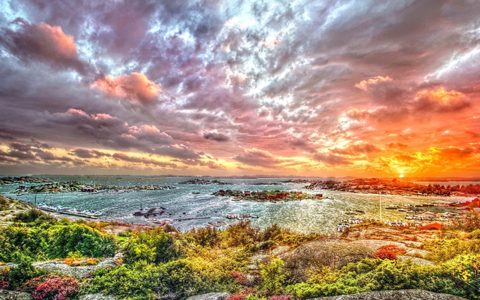 Hdr Harbor Landscape wallpaper 1680x1050