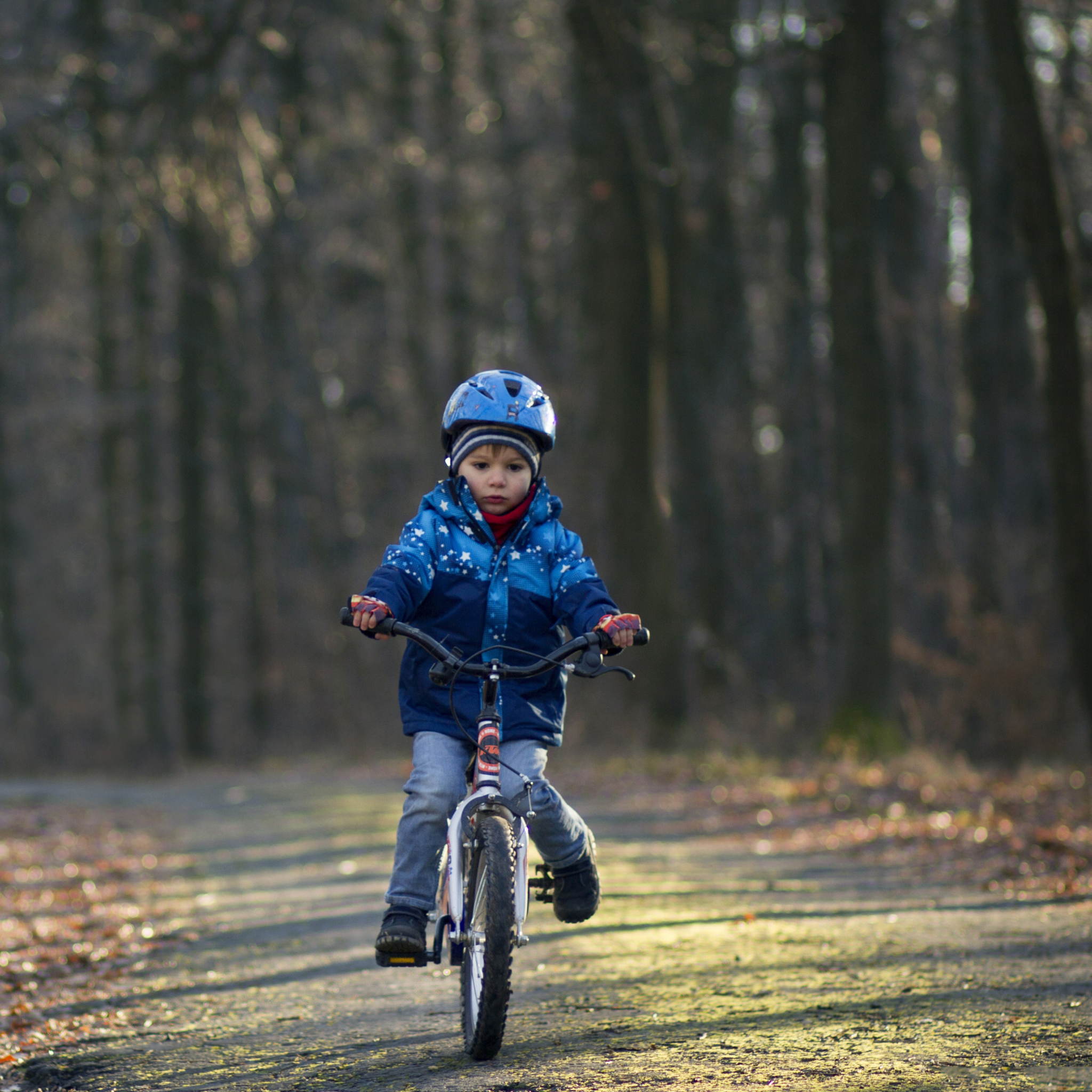 Das Little Boy Riding Bicycle Wallpaper 2048x2048