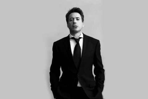Sfondi Robert Downey Junior Black Suit 480x320
