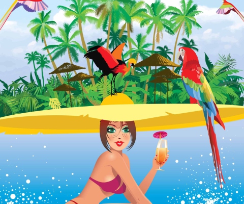 Tropical Girl Art wallpaper 480x400