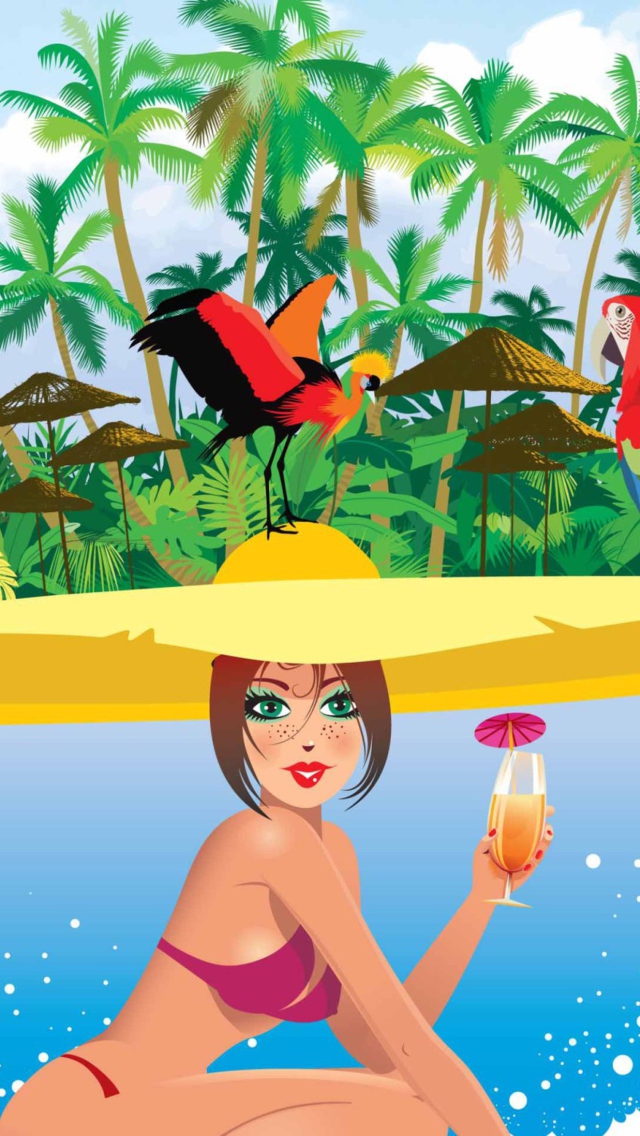 Обои Tropical Girl Art 640x1136
