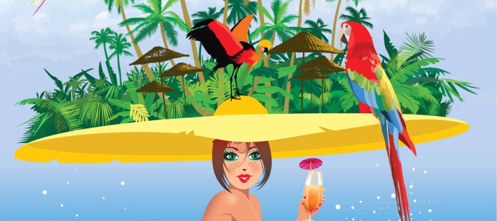 Sfondi Tropical Girl Art 720x320