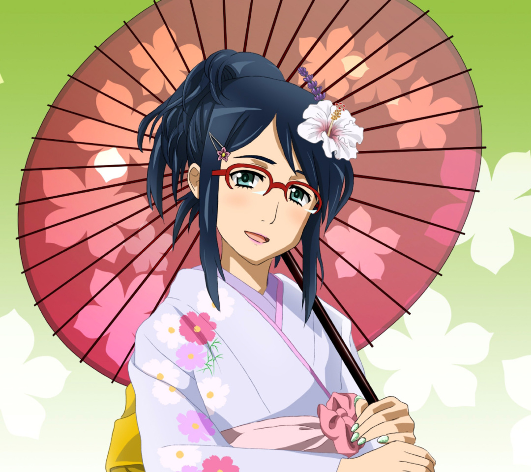 Обои Anime Girl in Kimono 1080x960