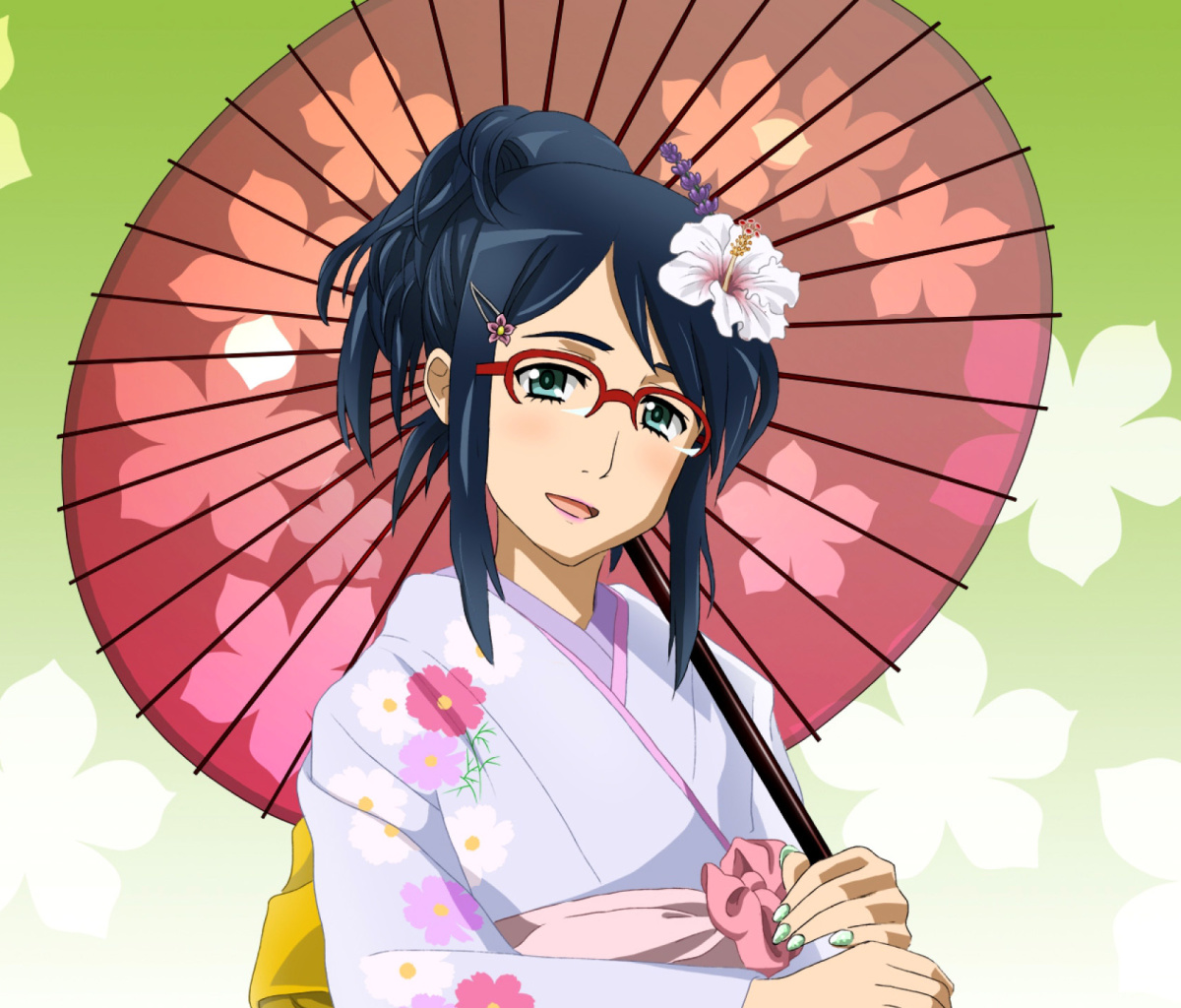 Anime Girl in Kimono screenshot #1 1200x1024