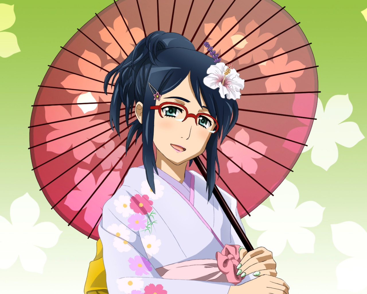 Das Anime Girl in Kimono Wallpaper 1280x1024