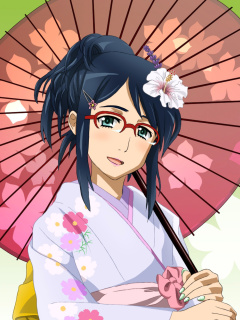 Das Anime Girl in Kimono Wallpaper 240x320