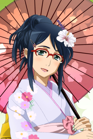 Das Anime Girl in Kimono Wallpaper 320x480