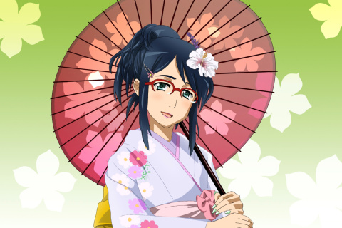 Das Anime Girl in Kimono Wallpaper 480x320