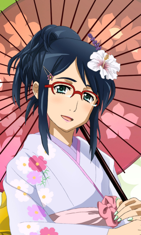 Das Anime Girl in Kimono Wallpaper 480x800
