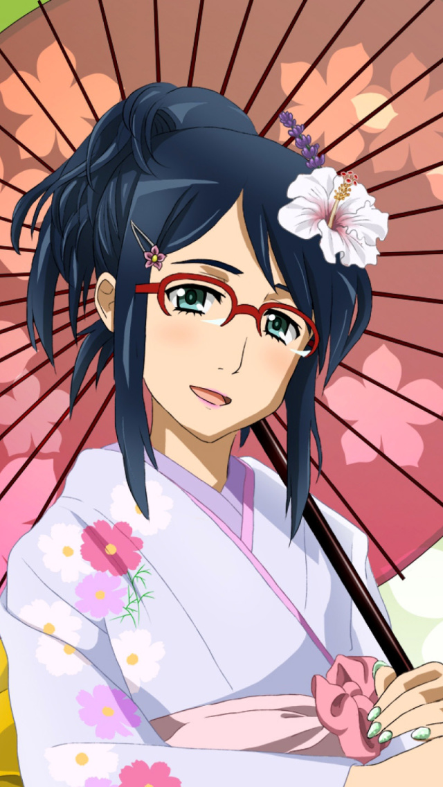 Обои Anime Girl in Kimono 640x1136
