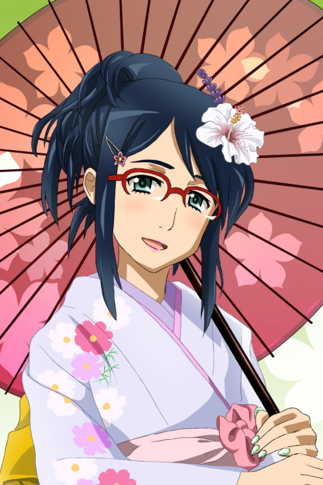 Обои Anime Girl in Kimono 640x960