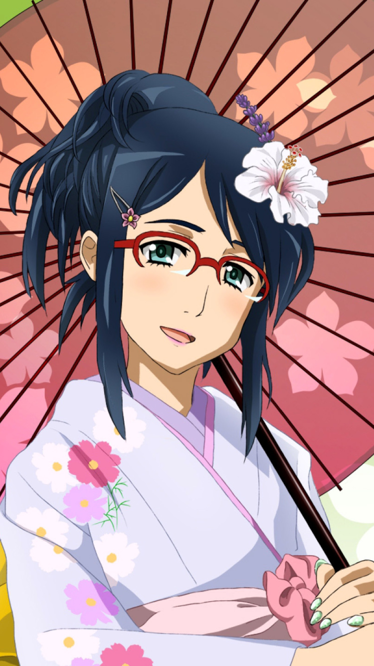 Anime Girl in Kimono wallpaper 750x1334