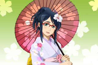 Anime Girl in Kimono Picture for Android, iPhone and iPad