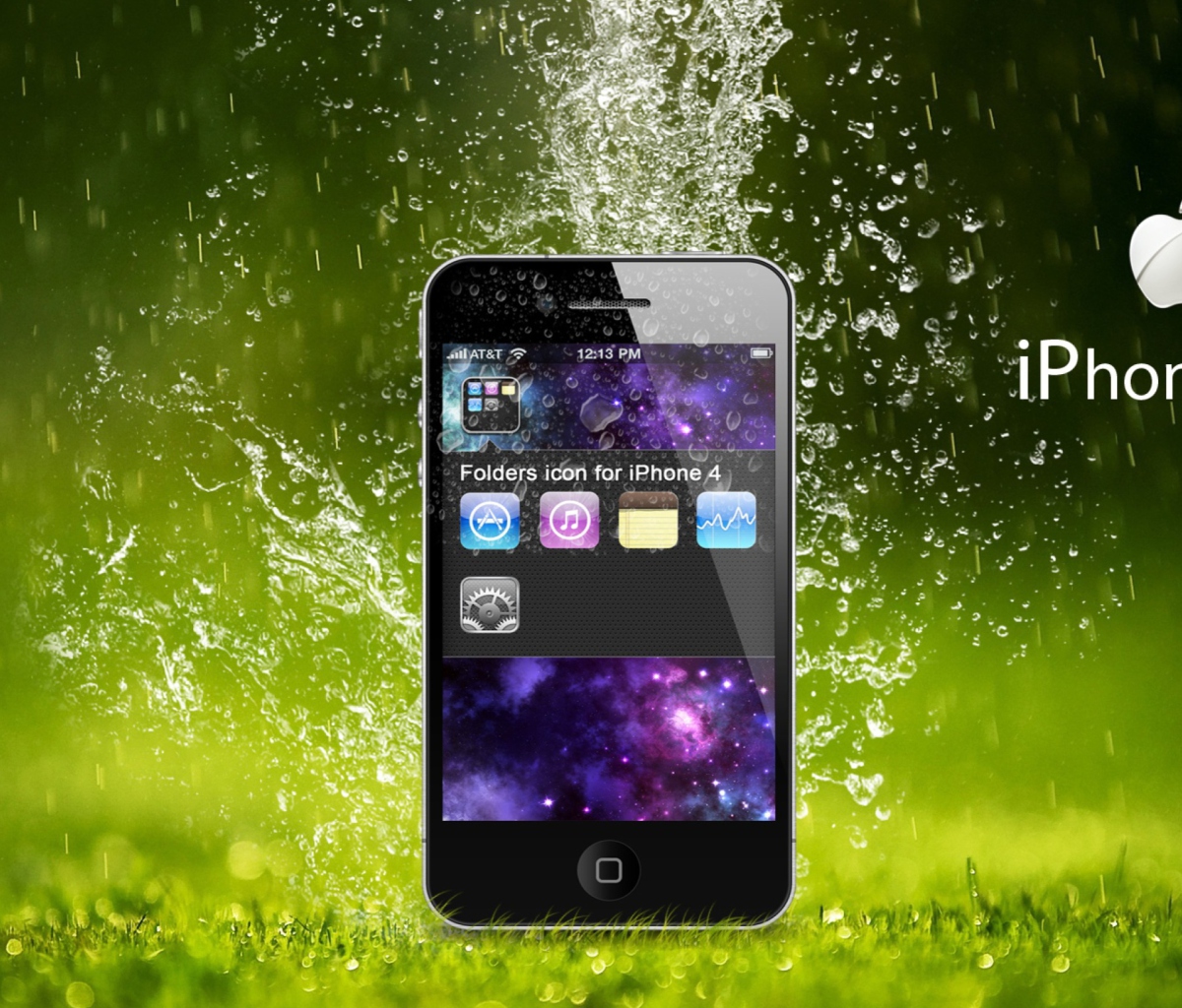 Screenshot №1 pro téma Rain Drops iPhone 4G 1200x1024