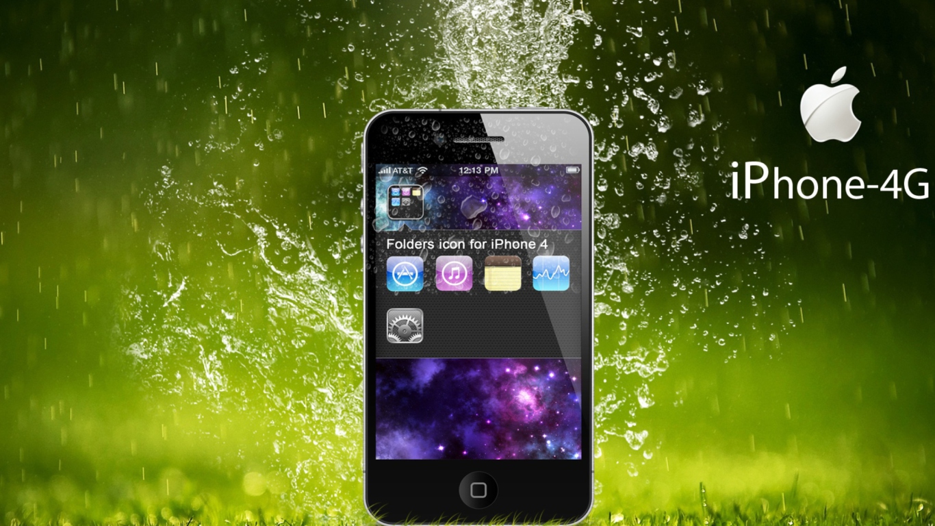 Rain Drops iPhone 4G screenshot #1 1366x768