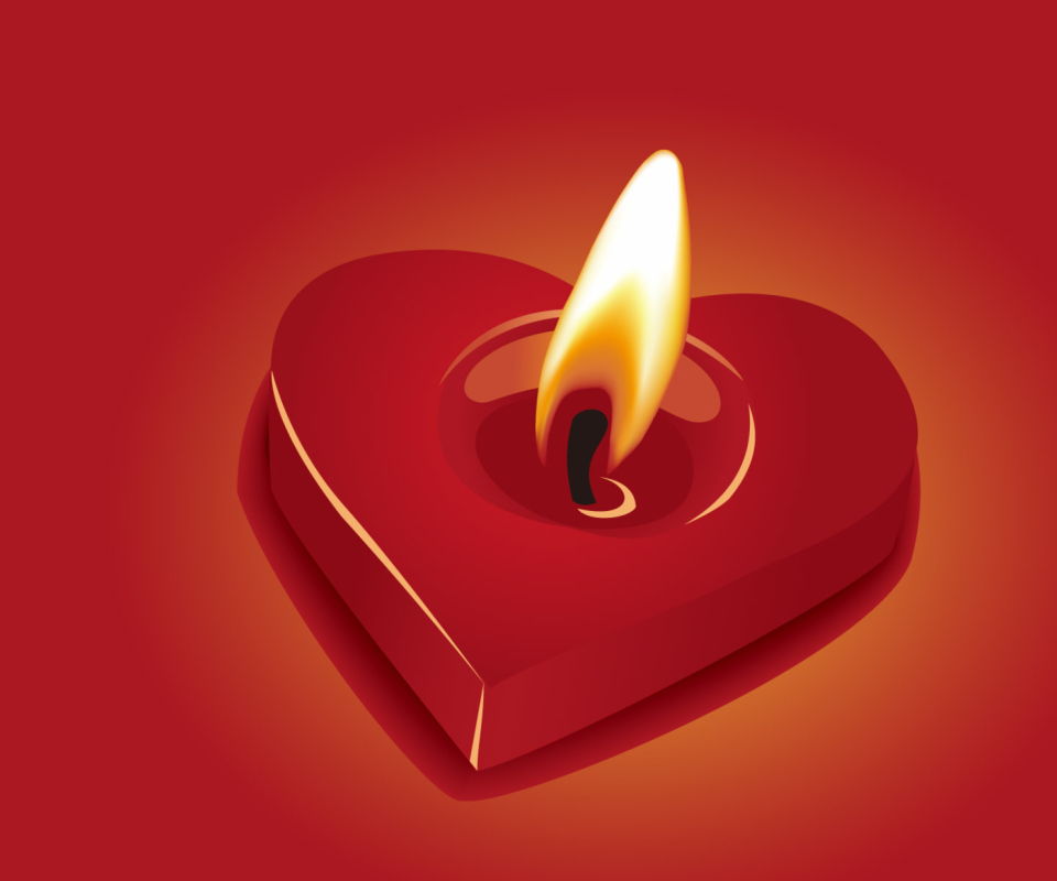 Das Heart Candle Wallpaper 960x800