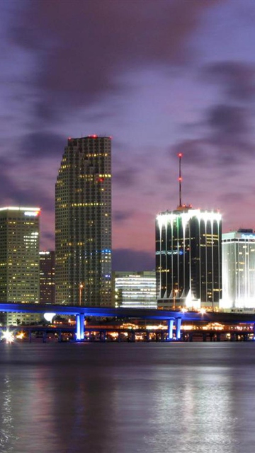 Das Miami Skyline Dusk Wallpaper 360x640