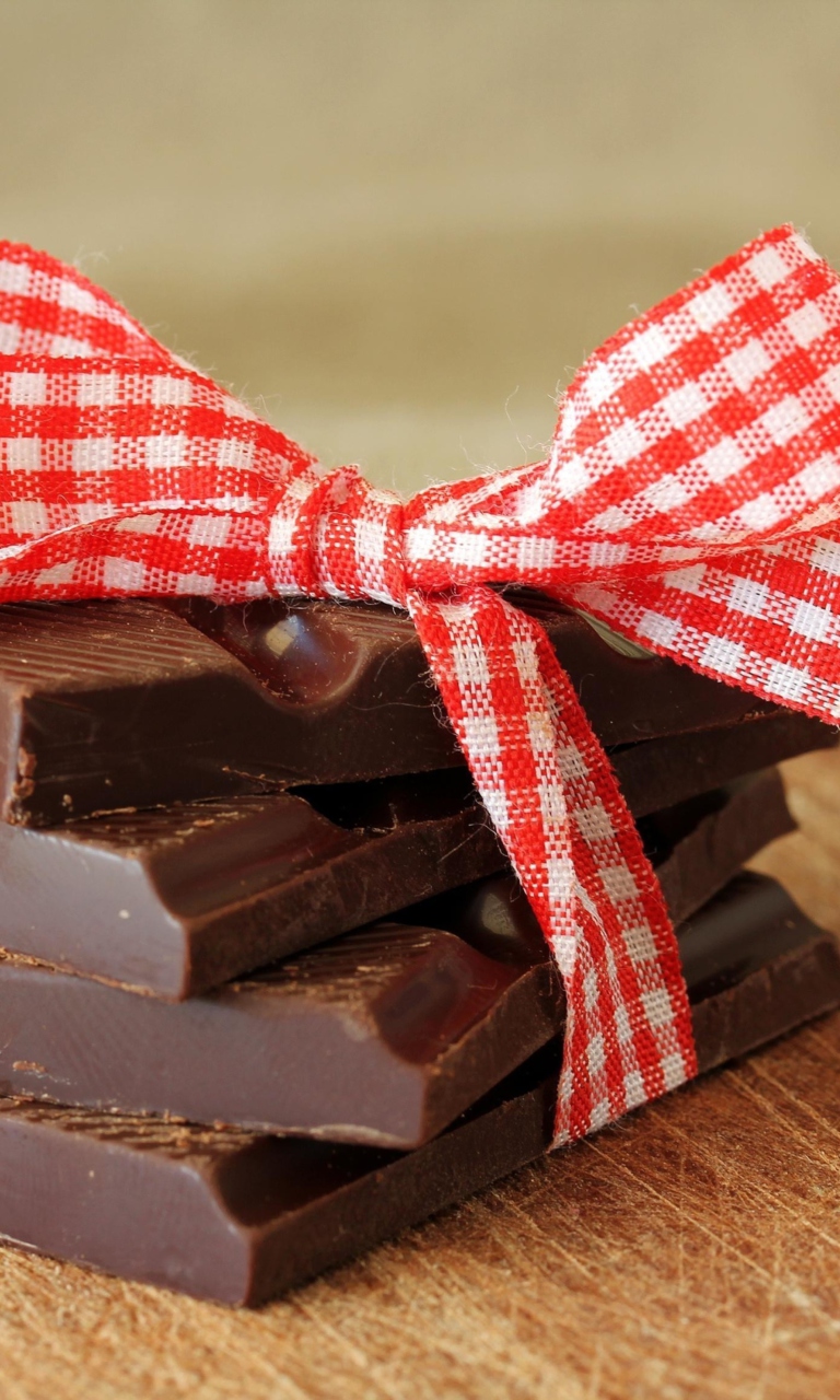 Chocolate And Red Bow wallpaper 768x1280