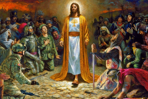 Обои Soldiers & Jesus 480x320