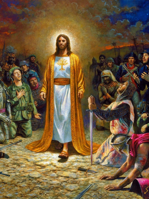 Das Soldiers & Jesus Wallpaper 480x640