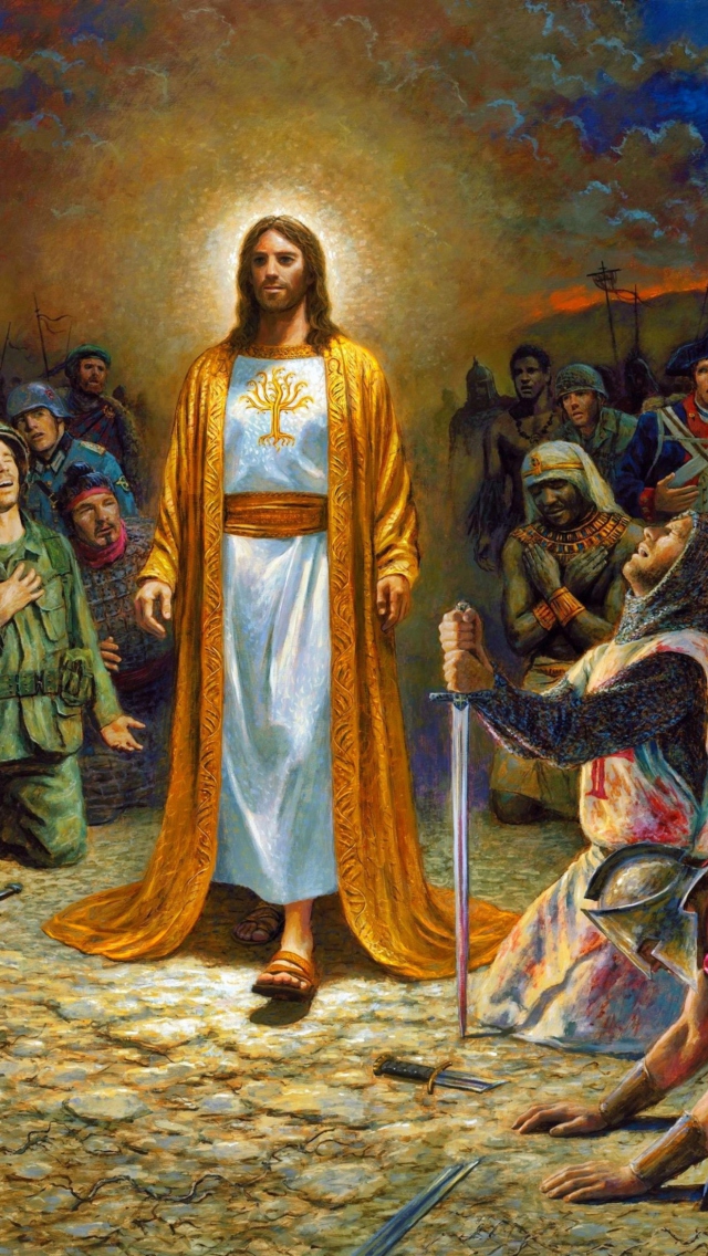 Soldiers & Jesus wallpaper 640x1136
