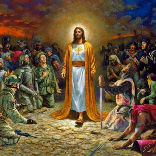 Kostenloses Soldiers & Jesus Wallpaper für 1024x1024