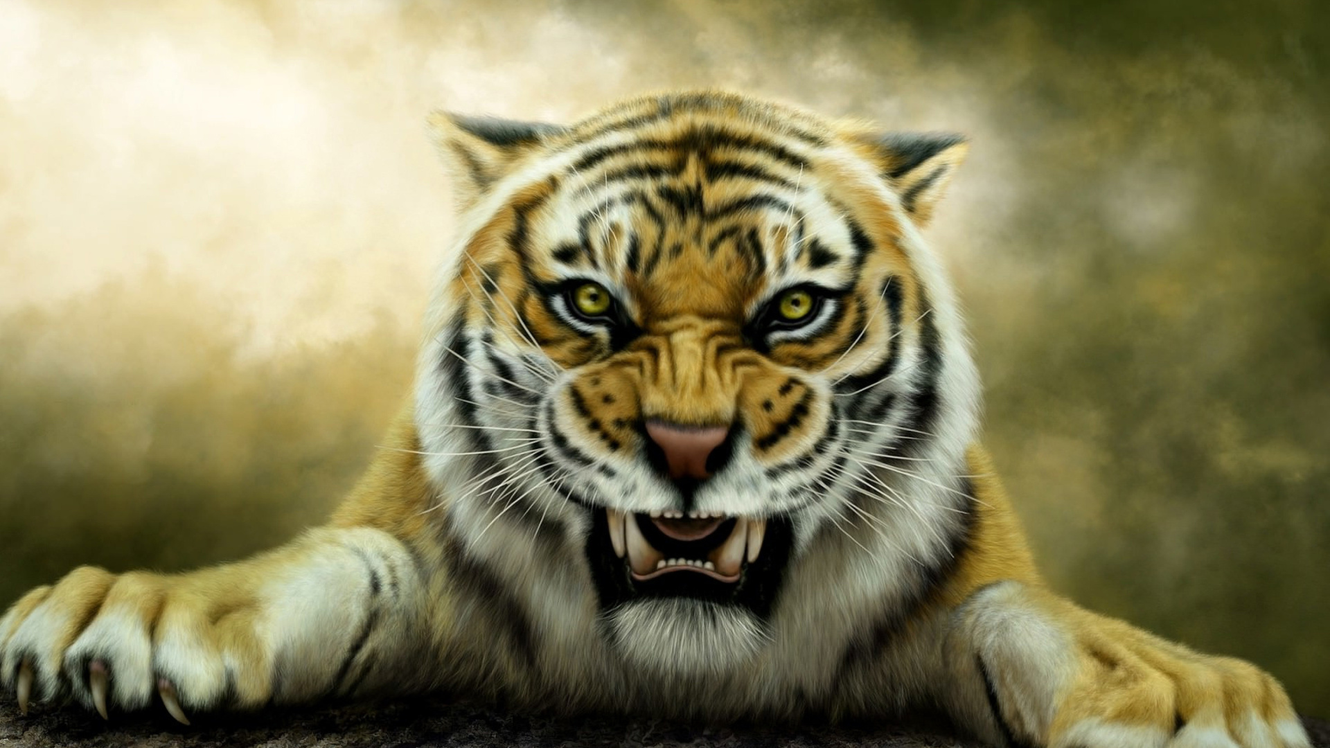Fondo de pantalla Angry Tiger HD 1920x1080