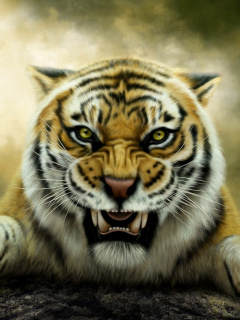 Angry Tiger HD wallpaper 240x320